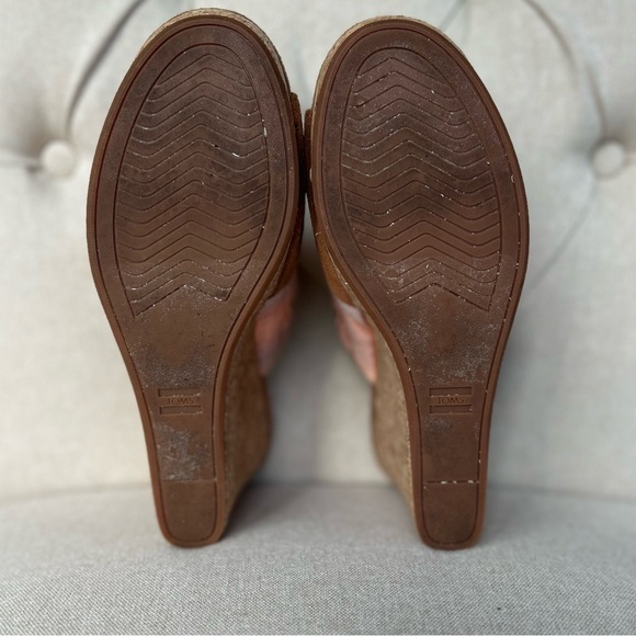 Toms Monica Tan Peach Ombra Women's US 8  Cork Wedge Platform Heel Shoes Sandals - Picture 15 of 16